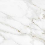 White engineered stone shower surround or vanity countertop with soft gray and gold marble veining from The Bath Authority, offering elegant style and low-maintenance performance.