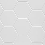 White hexagon-pattern engineered stone shower surround or vanity countertop from The Bath Authority, delivering a modern tile appearance without grout upkeep.