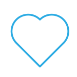 Light blue icon of a graphic heart.