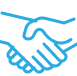 A light blue icon of two shaking hands.