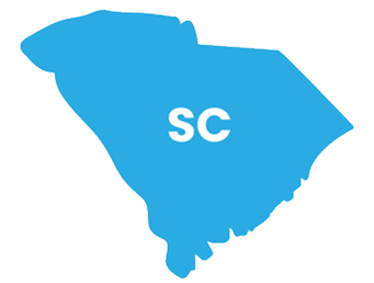 A light blue outlined shape of the state of South Carolina with "SC" in the center.
